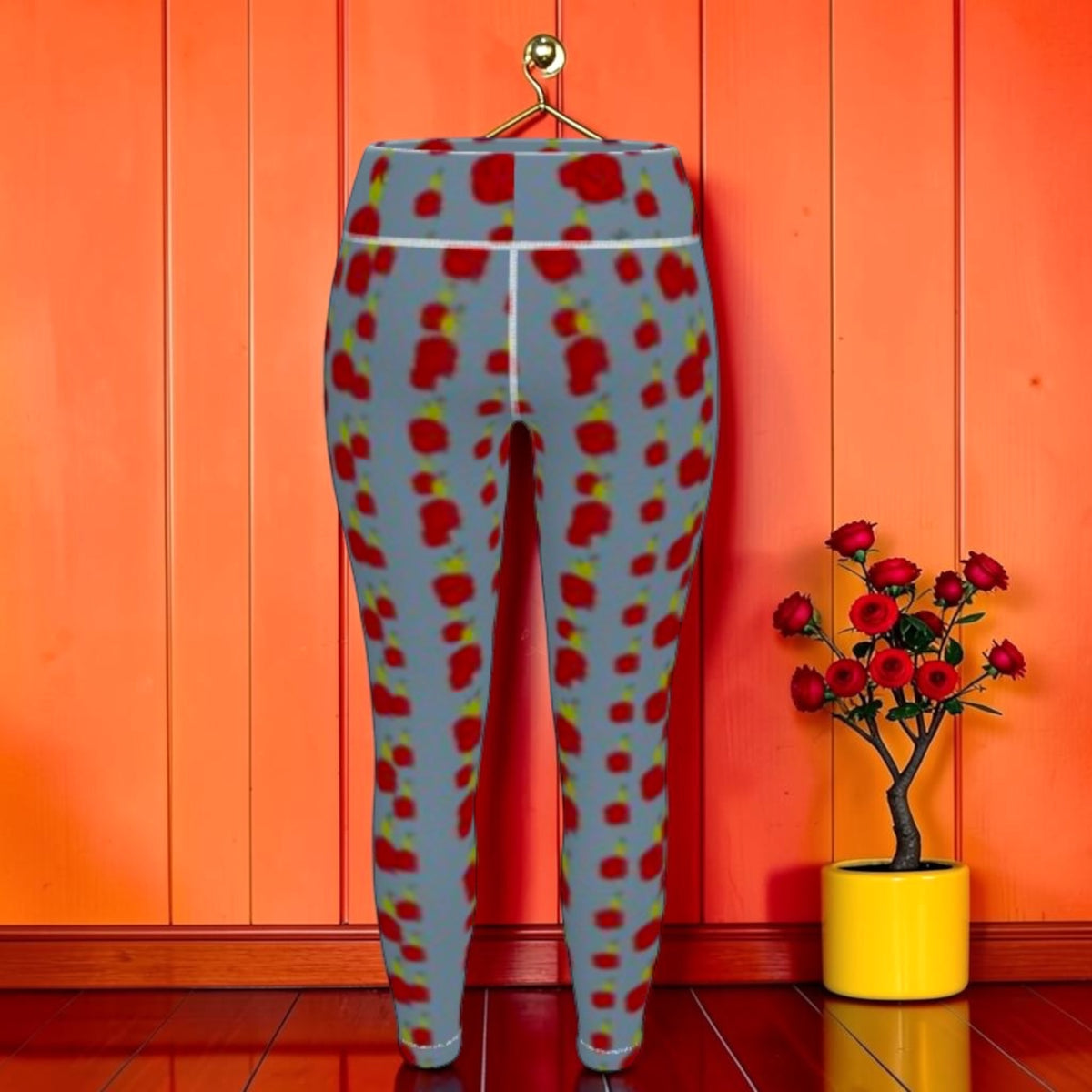 Buttercup Yoga Leggings close-up back detail showing high-rise waistband and all-over abstract print — Golden Expression Art