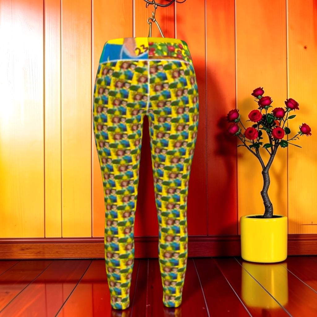 Vol II — The Lullaby Legging second angle, all-over Doll Wall repeat print — Golden Expression Art Eden Edit