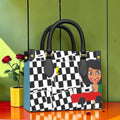 Vol I — The Crown of Thorns Mini Satchel — Checkmate DNA front view with Doll Wall lady detail