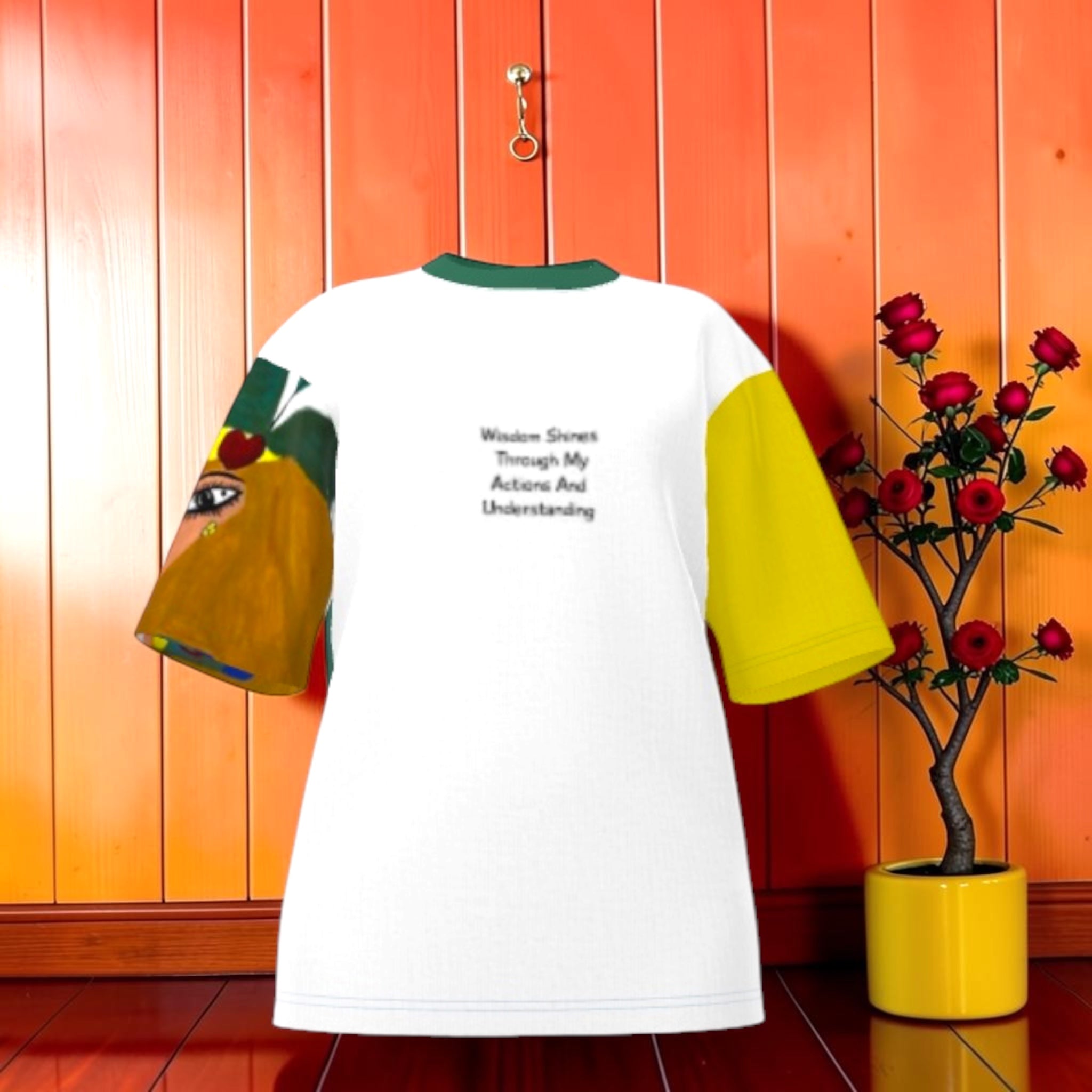 Ambient Oversize Tee — back view showing affirmation text and Doll Wall art sleeve, Vol II The Eden Edit