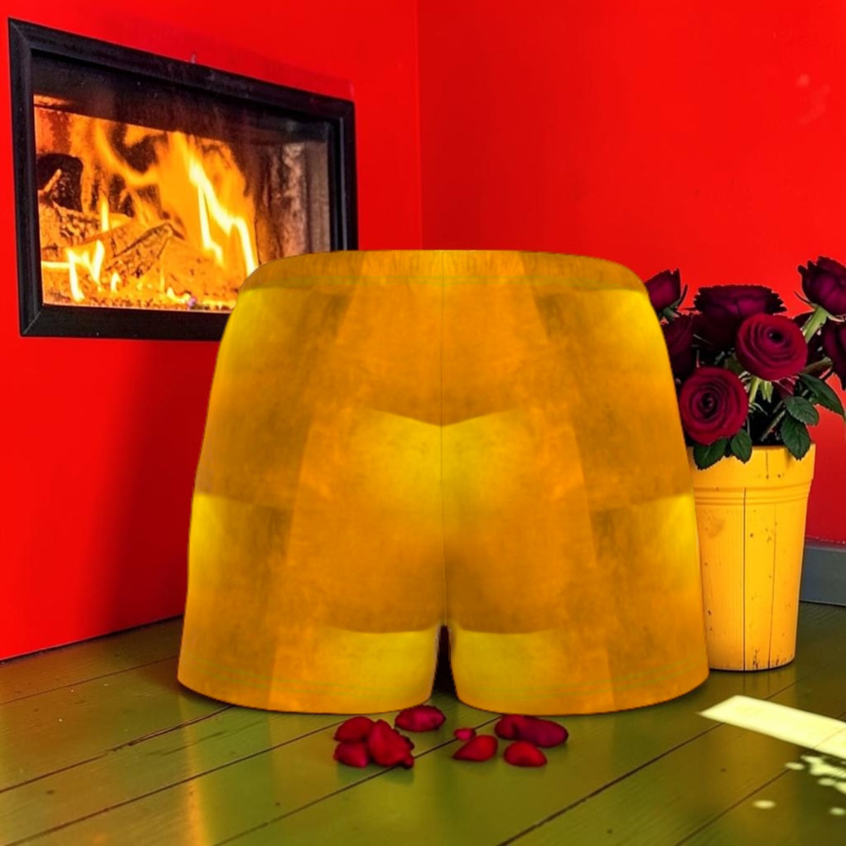 The Gilded Instinct Shorts showing amber and golden-yellow tonal blocking.