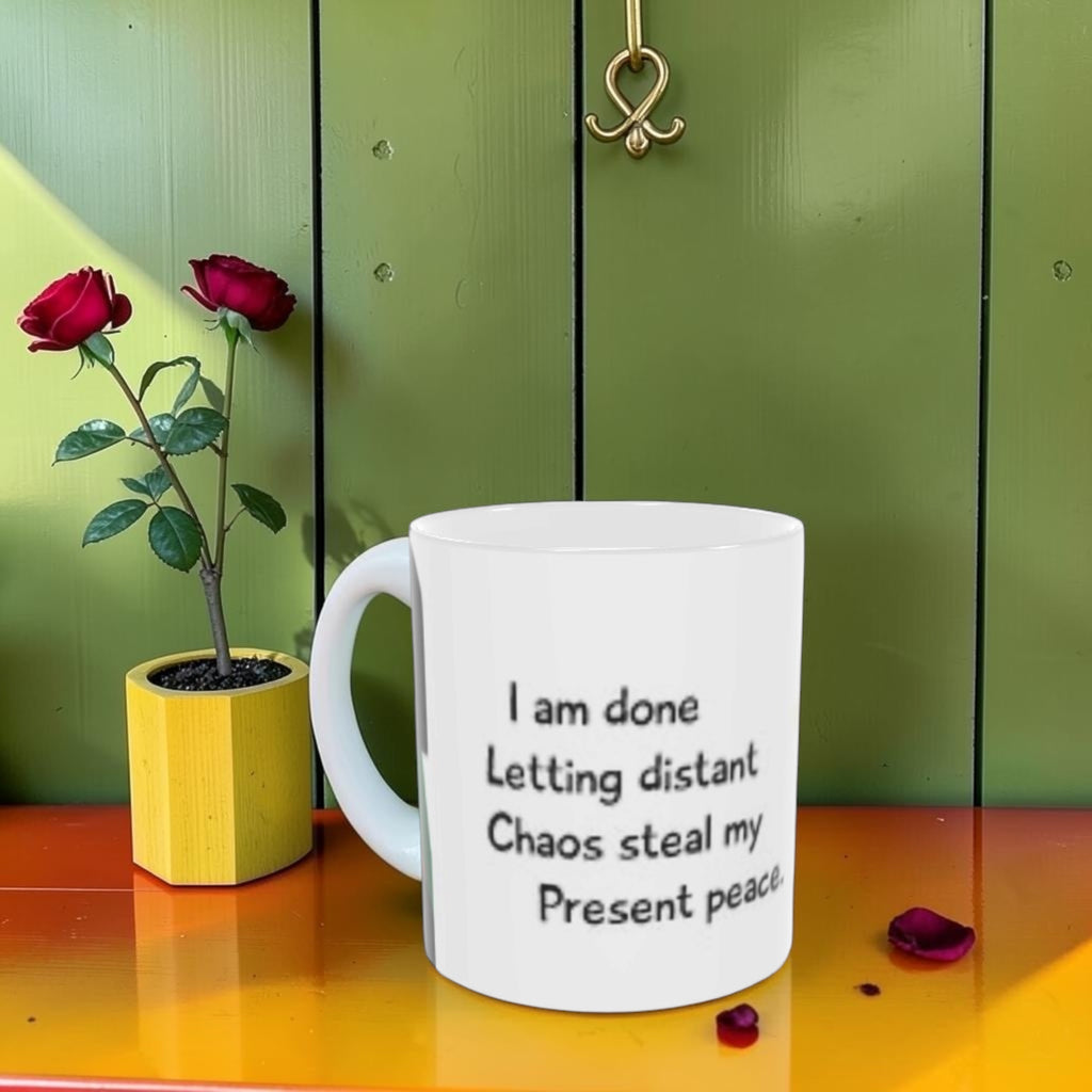 Vol I The Checkmate Sip — Statement quote reverse: I am done letting distant chaos steal my present peace