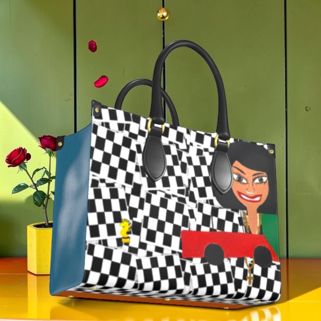 Vol I — The Isis Tote — Angled editorial shot with rose petal backdrop
