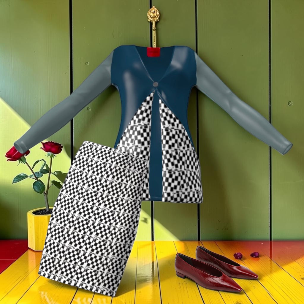 The Sovereign Top styled with The High Roller Pencil Skirt — front editorial shot
