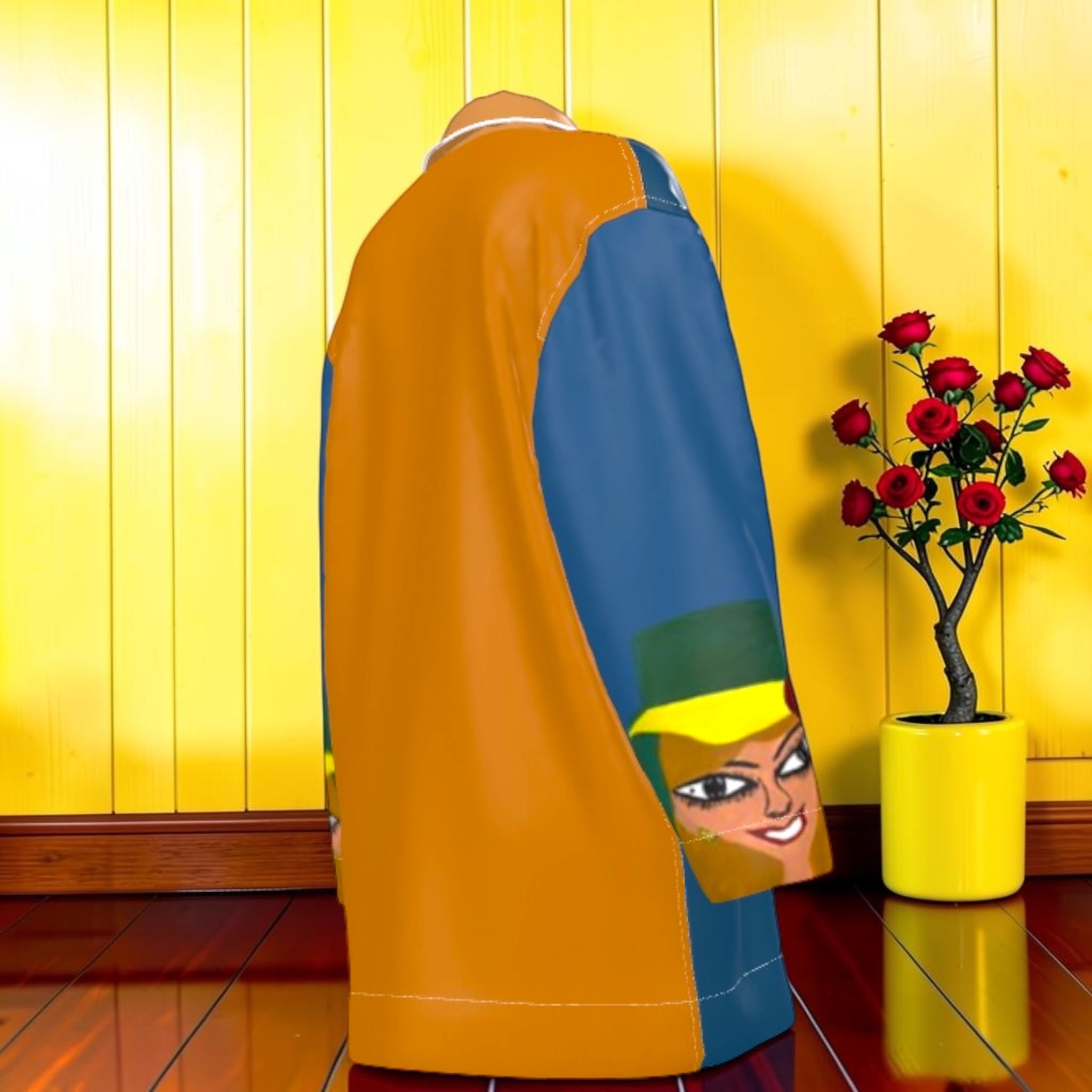 The Garden Bouquet Lounger Shirt — side view showing Doll Wall face detail on cuffs