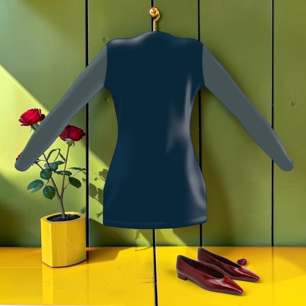 The Sovereign Top — solid teal silky jersey back view