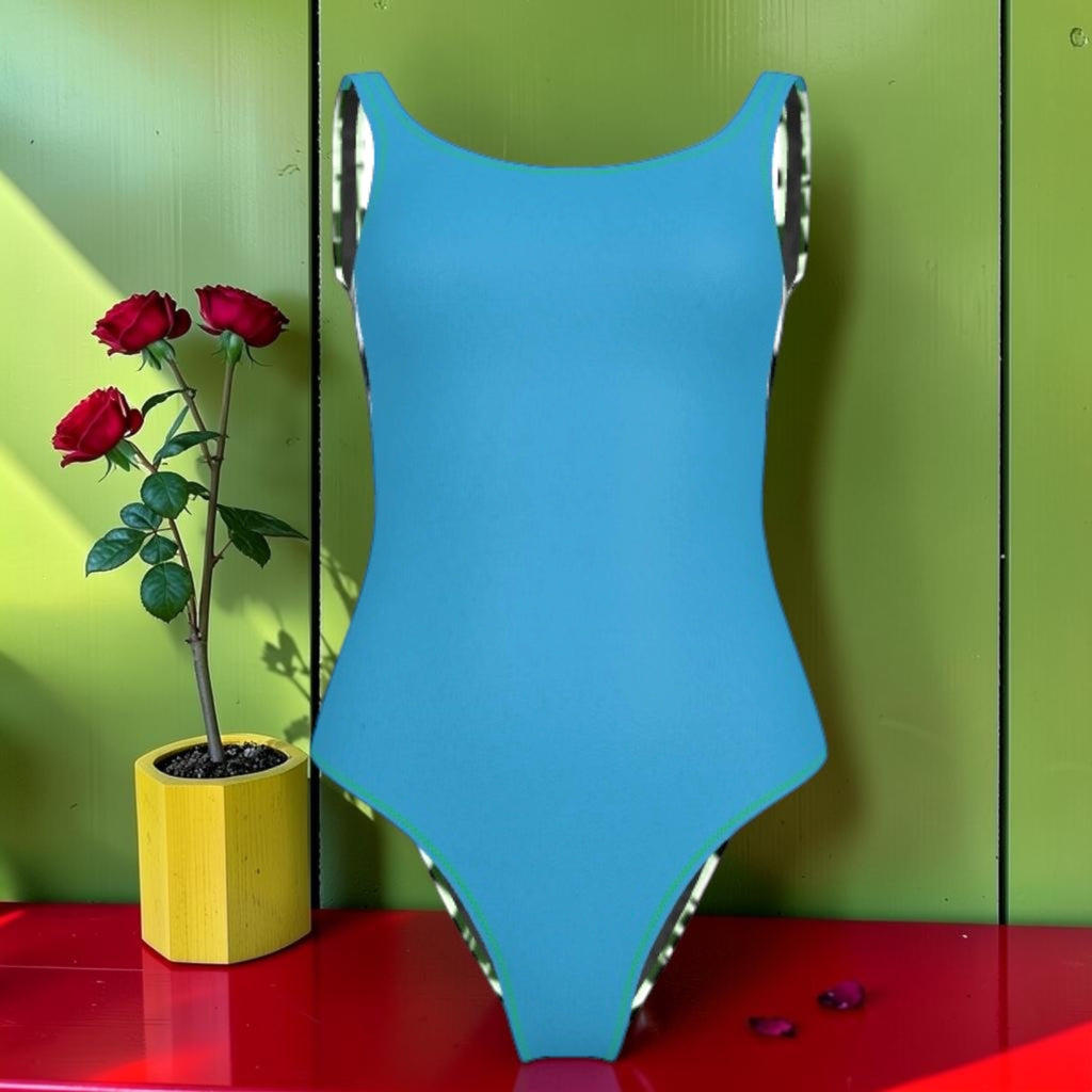 The Teal Takeover — sky blue one-piece front view