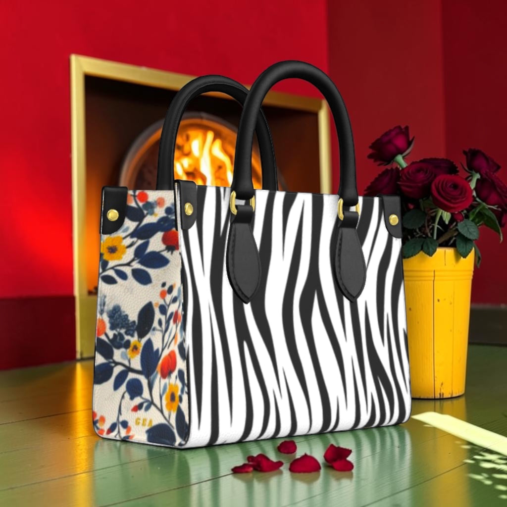 Wild Reverie Mini Satchel zebra-print back and floral side panel