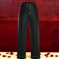 The Midnight Silk Pant — 100% silk fluid straight pant in midnight black, front view, Vol III Night Time Edit