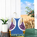 Primal Rhythm Racerback Bra blue racerback with white trim and teal printed band