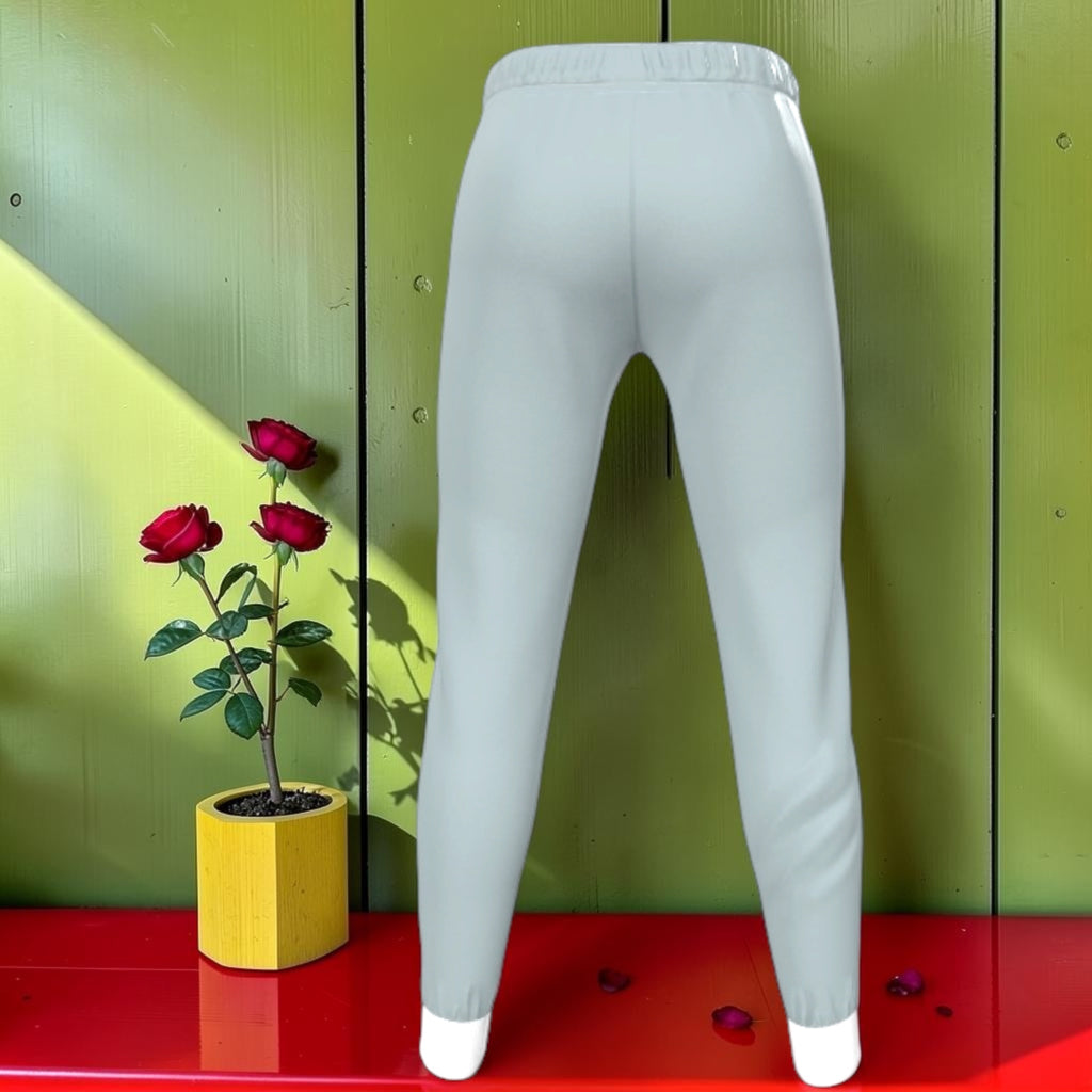 The Nature Statement Jogger — Sage Grey, back view with white waistband and cuffed ankles