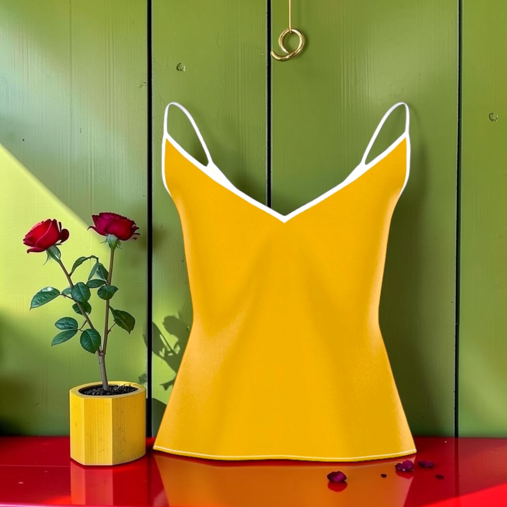The ICONIC Silk Top in Golden Yellow — styled view