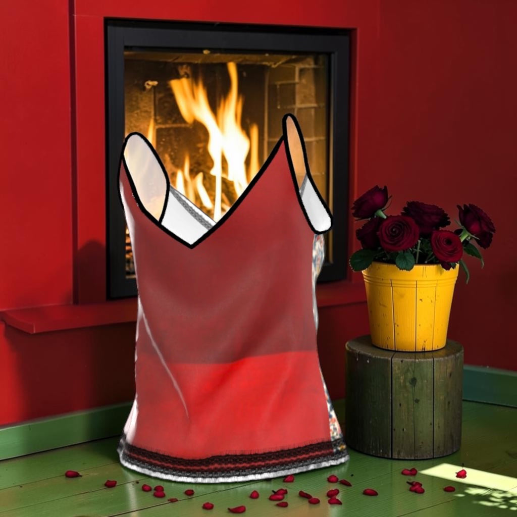 The Petal Rouge Silk Camisole red tonal-block back with V-neckline and dark hem trim